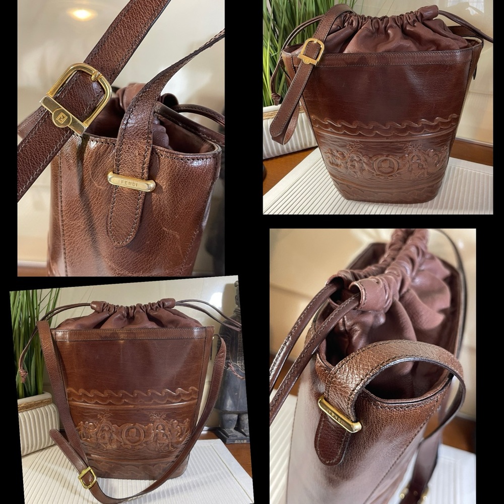Fendi Ultra Rare Vintage all Leather Bucket Bag, One of a Kind! 40+yrs Old - Picture 15 of 17